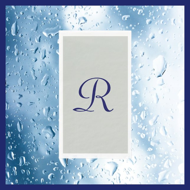 Gray and Navy Blue Monogrammed Paper Guest Towel (Creator Uploaded)
