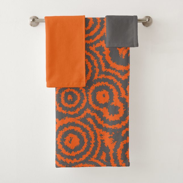 Gray and Orange Bath Towel Set (Insitu)