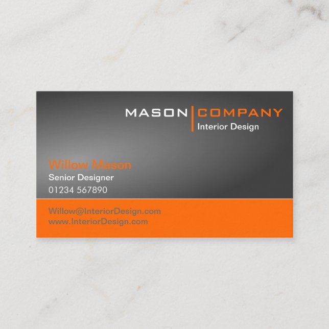 Gray and Orange Corporate Business Card (Front)