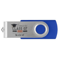 Gray and Orange Graduation Gear Flash Drive