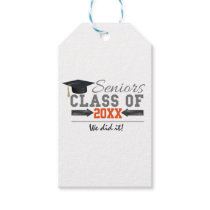 Gray and Orange Graduation Gear Gift Tags