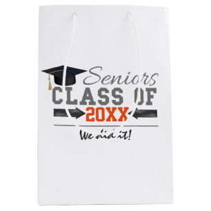 Gray and Orange Graduation Gear Medium Gift Bag
