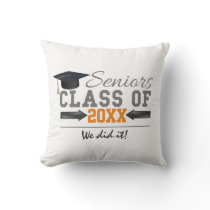 Gray and Orange Graduation Gear Throw Pillow