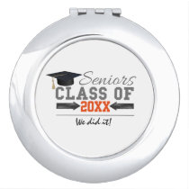 Gray and Orange Graduation Gear Vanity Mirror