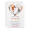Gray and Orange Heart Flowers Wedding Invitation