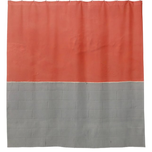 Gray and orange painted wall shower curtain (Front)