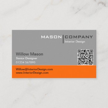 Gray And Orange Qr Corporate Business Card by ImageAustralia at Zazzle