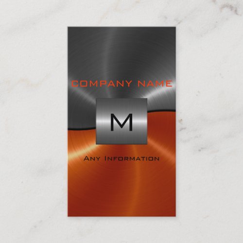 Gray and Orange Stainless Steel Metal Business Card