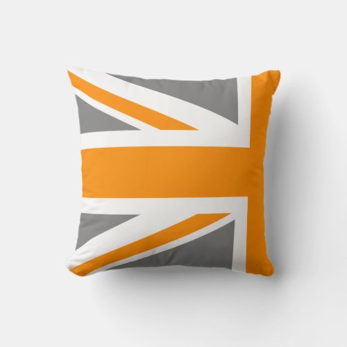 Gray and Orange Union Jack Half Throw Pillow