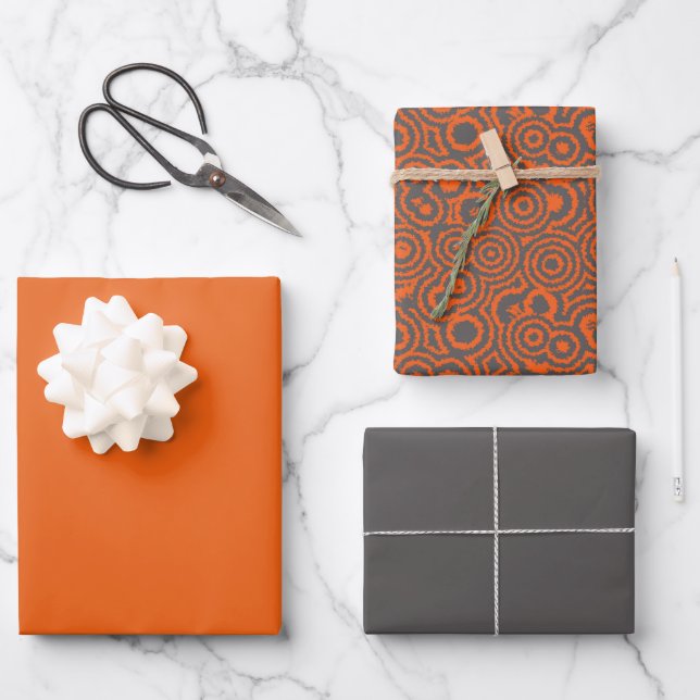 Gray and Orange  Wrapping Paper Sheets (Front)