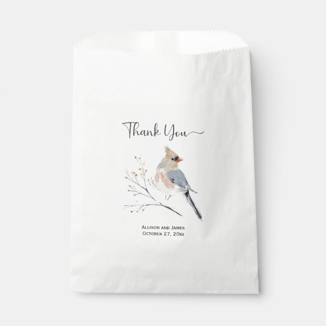 Gray and Peach Female Cardinal Generic | Favor Bag (Front)