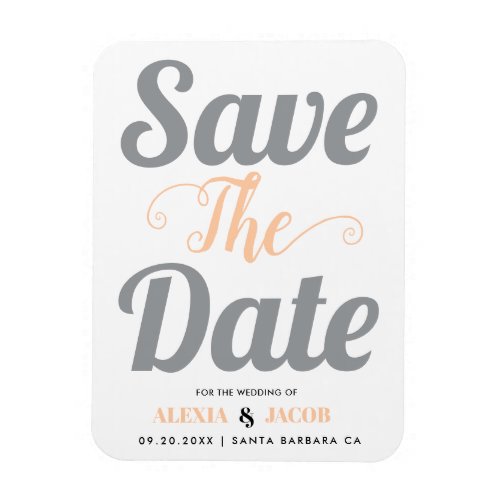 Gray and peach Save the Date typography Magnet