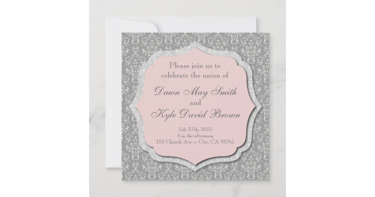 Gray and peach wedding invitation | Zazzle.com