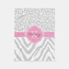 Gray and Pink Animal Print Custom Monogram