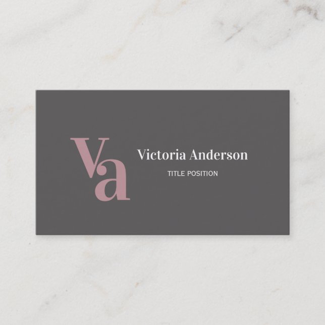 Gray And Pink Business Card (Front)