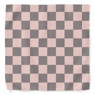 Gray and Pink Checkerboard Bandana