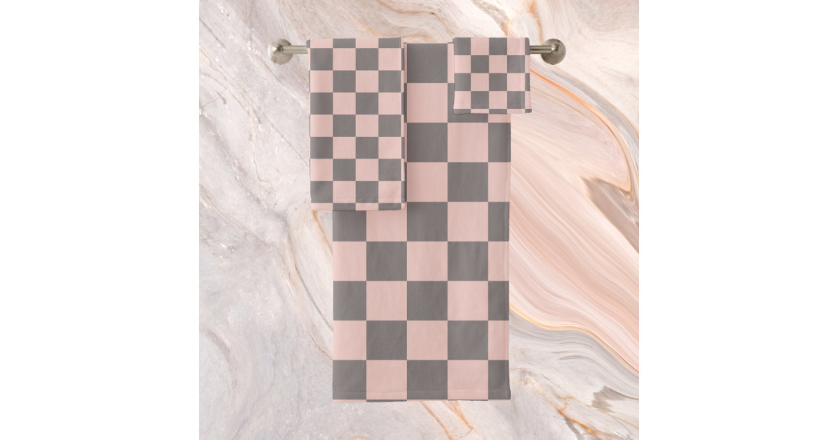 Gingham Check Black Bath Towel Set, Zazzle