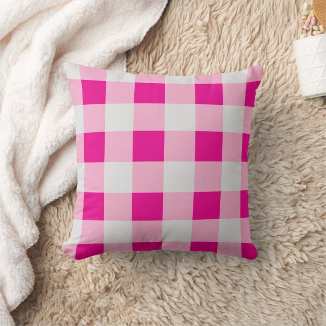 Gray and pink checkerboard Pattern  Throw Pillow (Blanket)