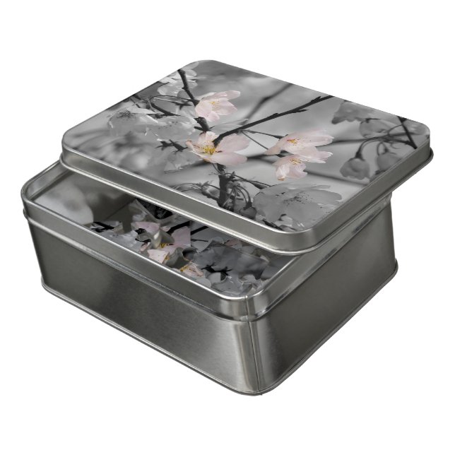 Gray and Pink Cherry Blossoms Jigsaw Puzzle (Lid Open)