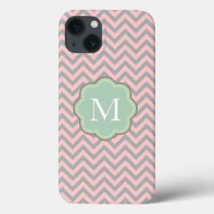 Gray and Pink Chevron iPhone 13 Case
