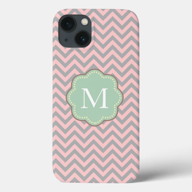 Gray and Pink Chevron Case-Mate iPhone Case (Back)