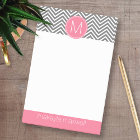 Gray and Pink Chevrons with Single Monogram