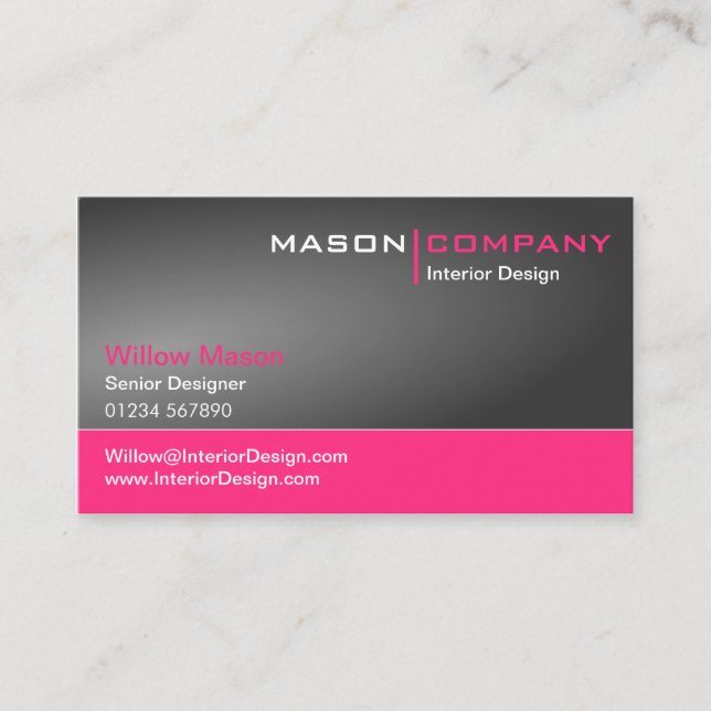 Gray and Pink Corporate Business Card (Front)