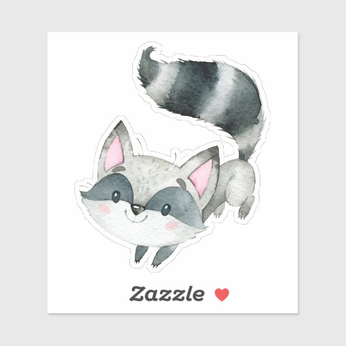 Gray and pink cute cat illustration sticker | Zazzle.com