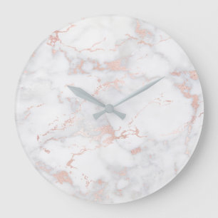 gray and pink faux marble stone large clock