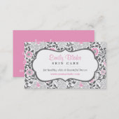 Gray and Pink Floral Damask Appointment Card (Front/Back)