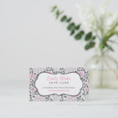 Gray and Pink Floral Damask Appointment Card (Standing Front)
