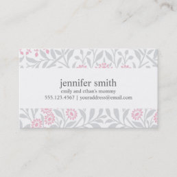 Gray and Pink Floral Damask Pattern Calling Card
