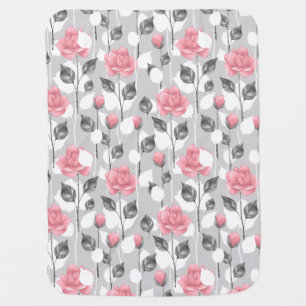 Gray and pink. Floral pattern Baby Blanket