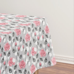 Gray and pink. Floral pattern Tablecloth