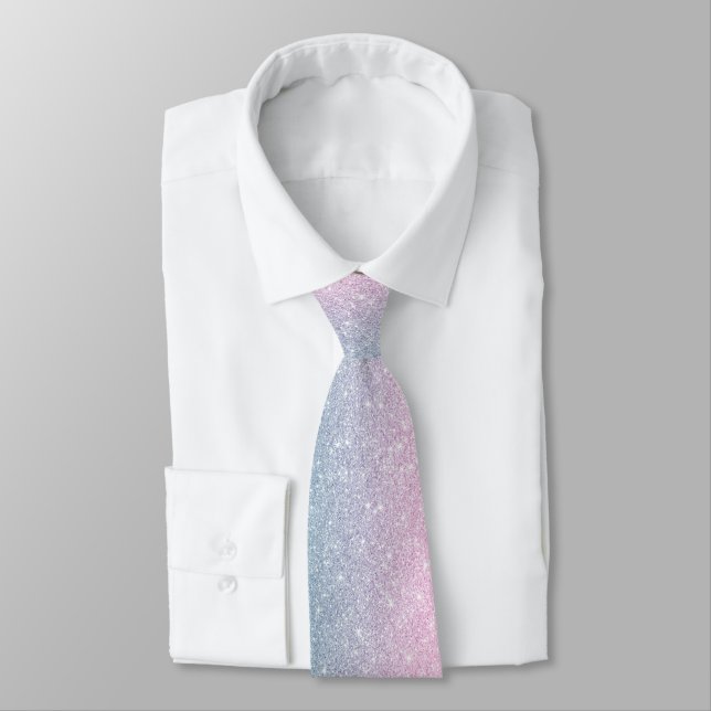 Gray and Pink Glitter Glitter  Neck Tie (Tied)