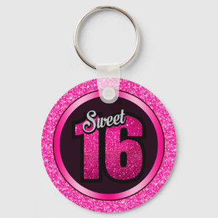 Gray And Pink Glitter Keychain