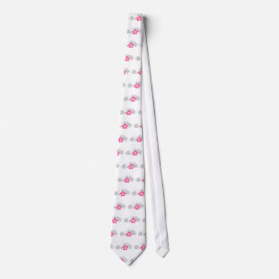 Gray and Pink Hibiscus designs Tie