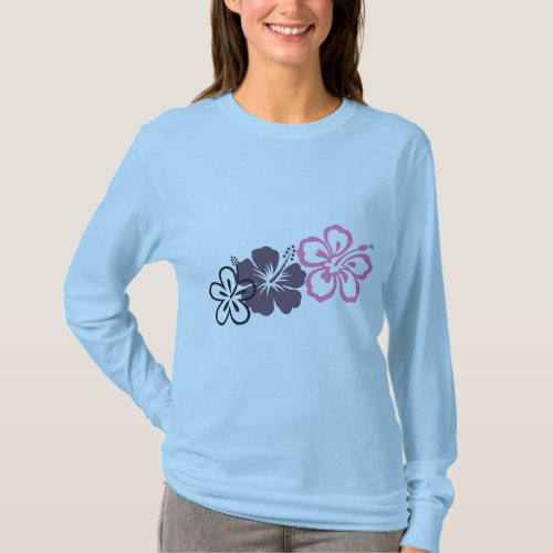 gray and pink hibiscus Hawaiian  theme T_Shirt