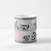 Gray and Pink Instagram 5 Photo Collage Monogram Coffee Mug (Center)