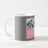Gray and Pink Instagram 5 Photo Collage Monogram Coffee Mug (Left)