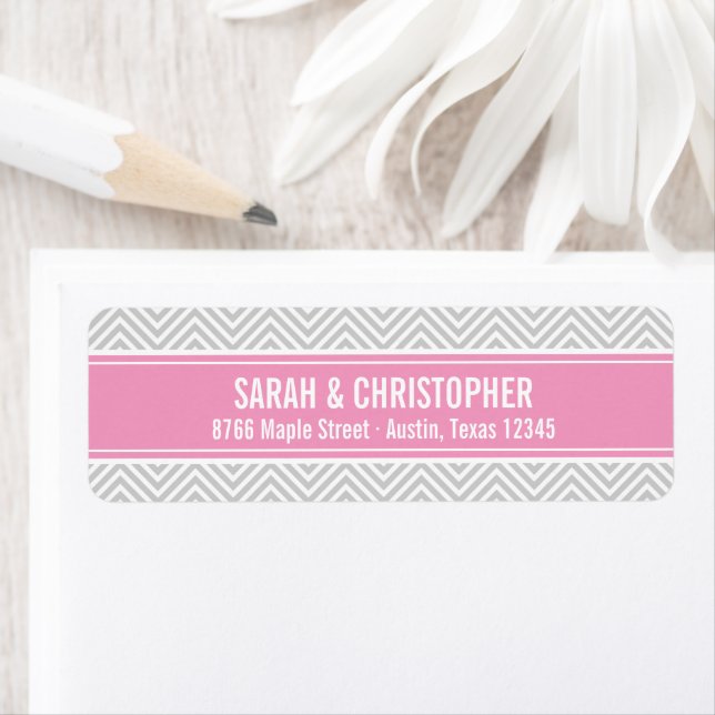 Gray and Pink Modern Chevron Label (Insitu)