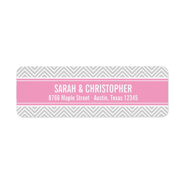 Gray and Pink Modern Chevron Label (Front)