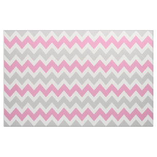 Gray and Pink Modern Chevron Large Scale Fabric