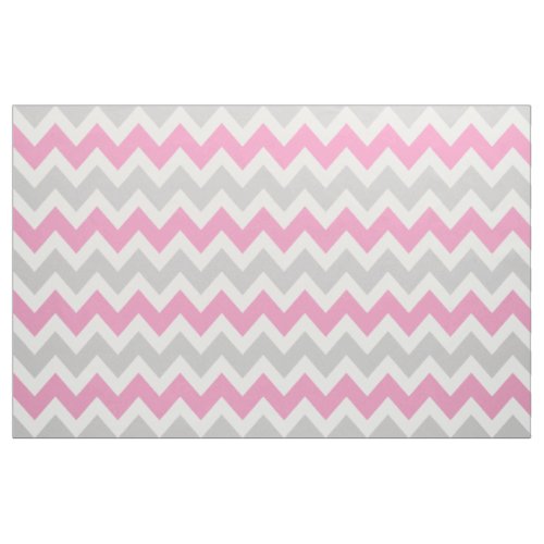 Gray and Pink Modern Chevron Large Scale Fabric