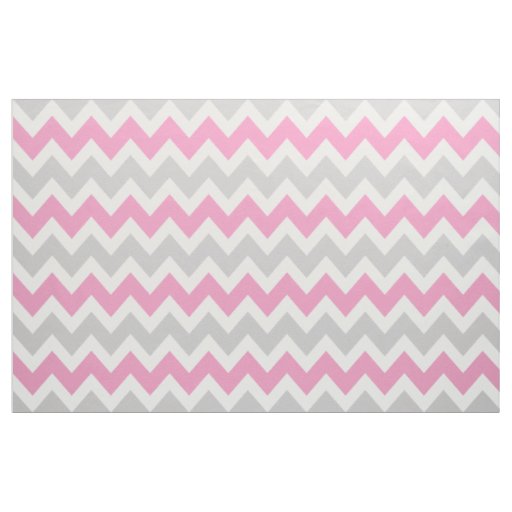 Gray and Pink Modern Chevron Large Scale Fabric