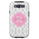 Gray and Pink Modern Trellis Custom Monogram