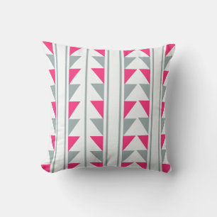 Gray and Pink Pattern Throw Pillow