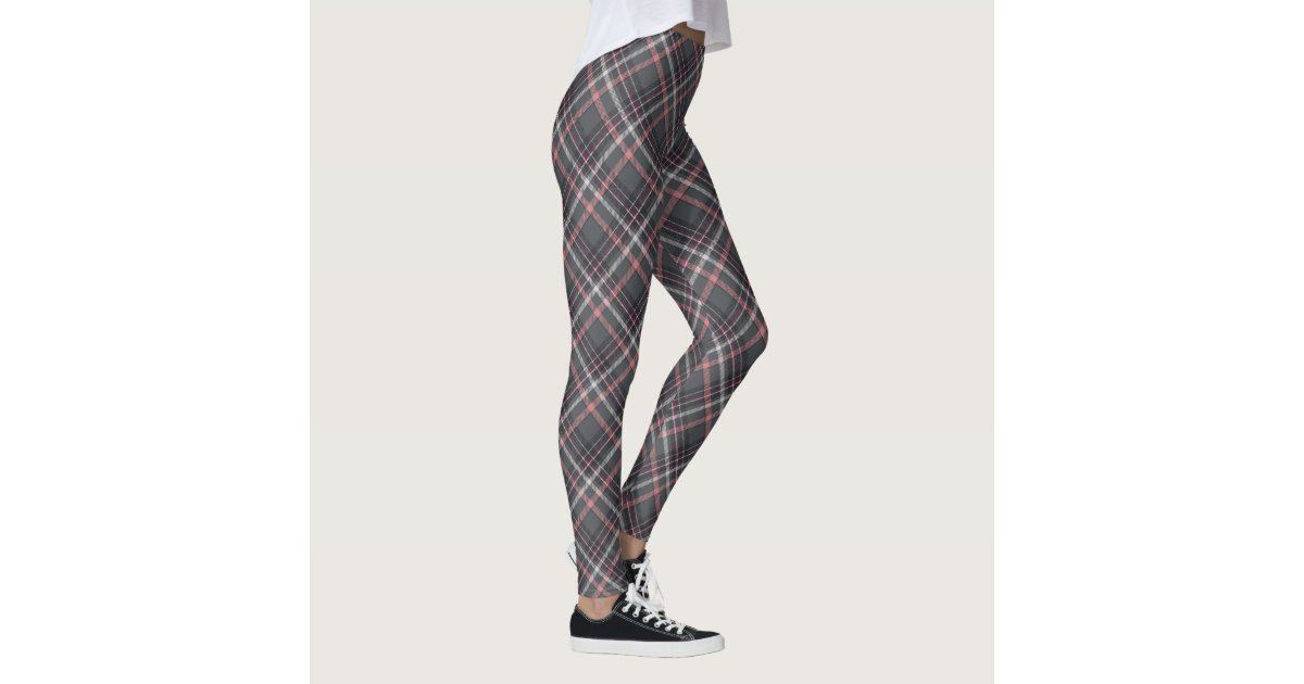 Pink & Gray Plaid Yoga Pants Leggings -   Leggings are not pants,  Outfits with leggings, Gray plaid