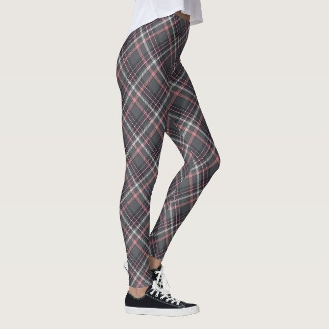 Gray and Pink Plaid Leggings (Right)