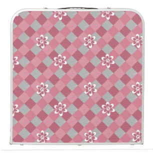 Gray and pink plaid with chamomile flowers beer pong table